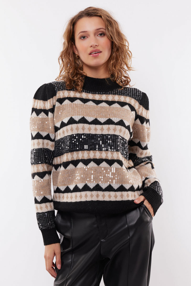 Dita knit sweater | Black/Sand