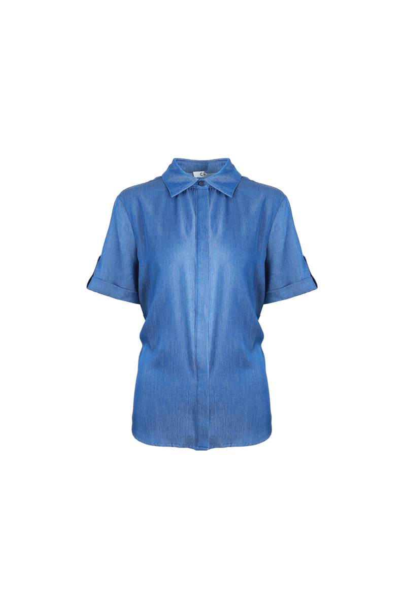 Breg blouse | Denim Mid Blue