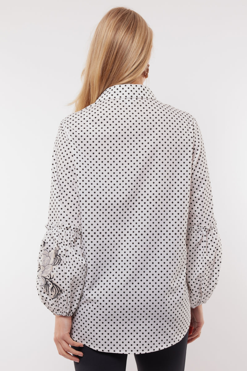 Jette blouse | Offwhite/Black