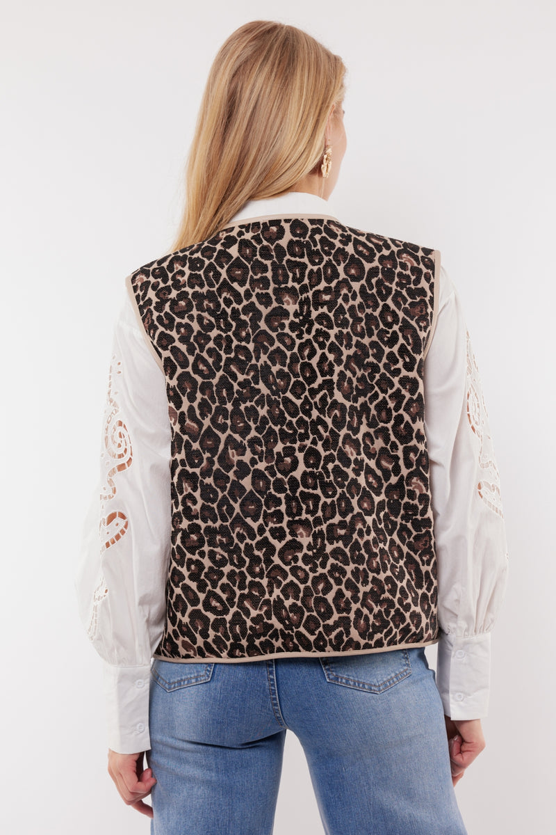 Leontine gilet | Sand/Black