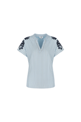 Granville top | Tiger Eye/Light Blue